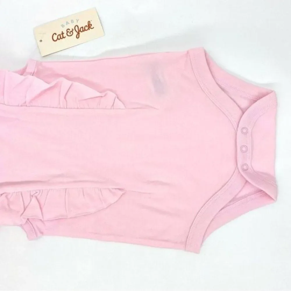 Cat & Jack Pink Ruffle Bodysuit Onsie New 6-9 Months